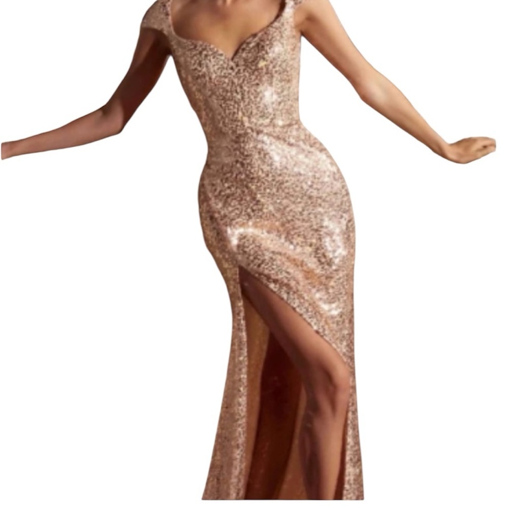 Cinderella Gold Sequin Prom Dress